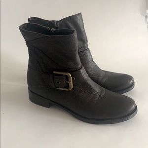 Brown Leather Nine West Ankle Boots Booties - 6.5